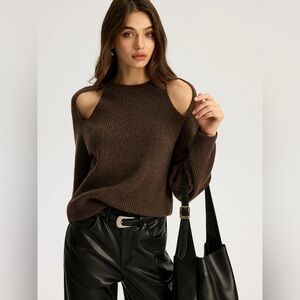 Commense Cut-out Ribbed Knit Sweater